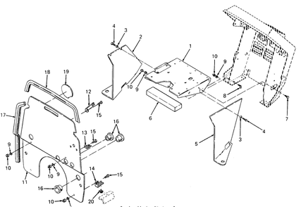 Battery Tray And Heat Baffle Diagram and Parts List for 1860 800000-821059-140661100-141661100 Cub Cadet Lawn Tractor